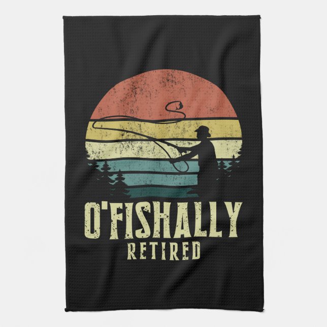 Ofishally Retired Funny fishing retirement Kitchen Towel (Vertical)