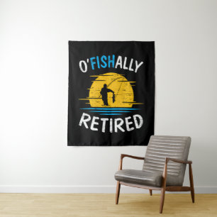 Ofishially Retired Plan Fishing Fisherman Tapestry