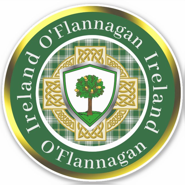 O'Flannagan Irish Shield/Celtic Cross Personalized (Front)
