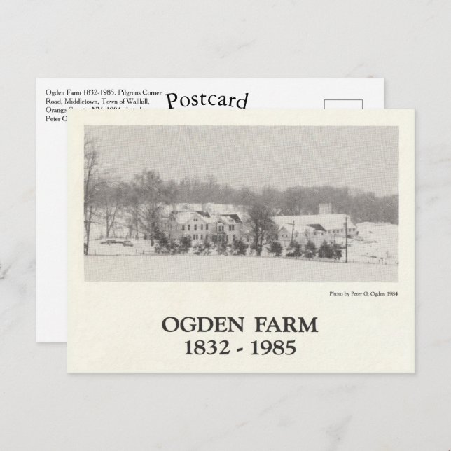 Ogden Farm 1832-1985 Town of Wallkill New York Postcard (Front/Back)