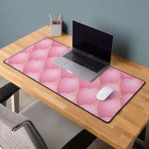 Ogee Gold Diamond Tufted Light Pink Desk Mat