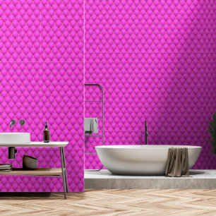 Ogee Gold Diamond Tufted Pink Wallpaper