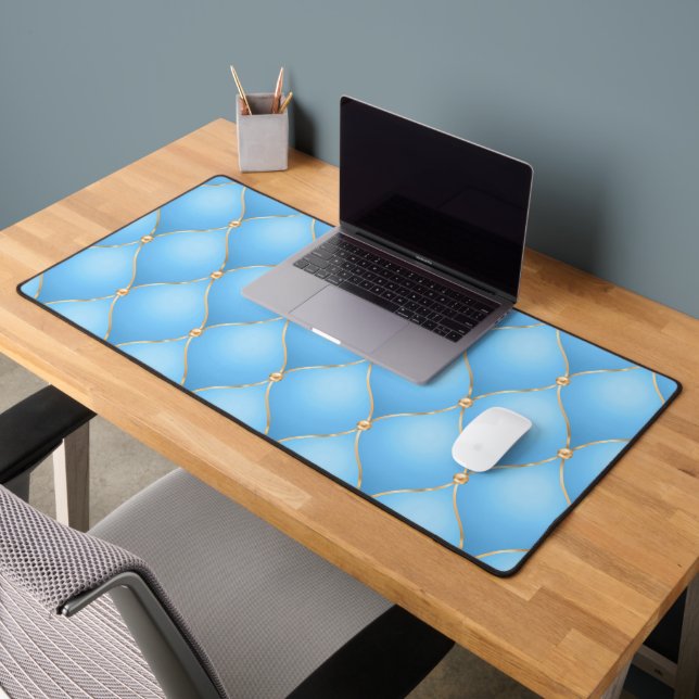 Ogee Gold Diamond Tufted Sky Blue (Bureau 2)
