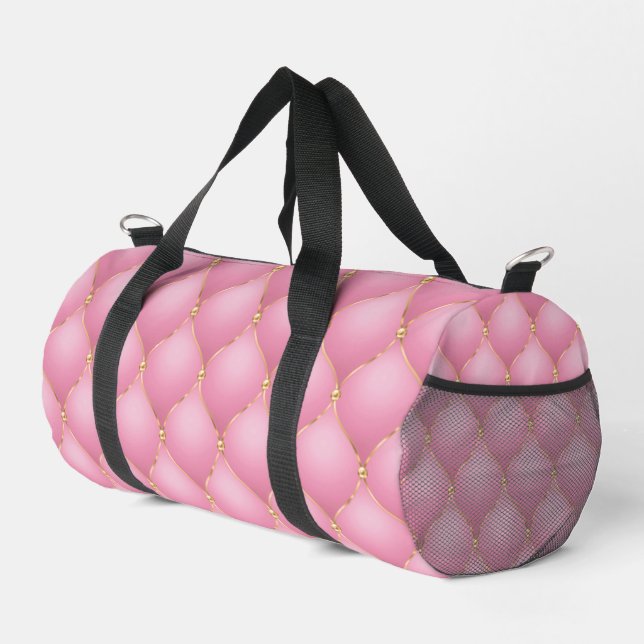 Ogee Gold Diamonds Tufted Light Pink Duffle Bag (Right Corner)