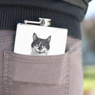 Ogie the cat hip flask