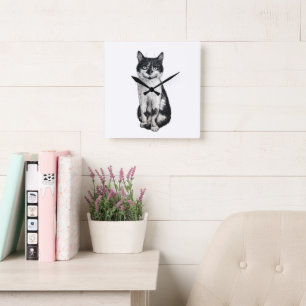 Ogie the cat square wall clock