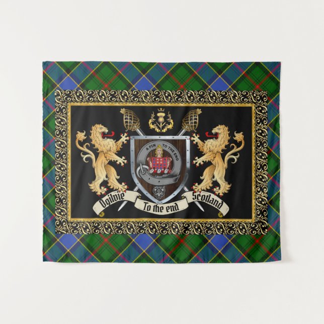 Ogilvie Clan Badge & Motto w/Lions  Tapestry (Front (Horizontal))