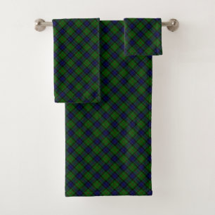 Ogilvie tartan blue green plaid bath towel set