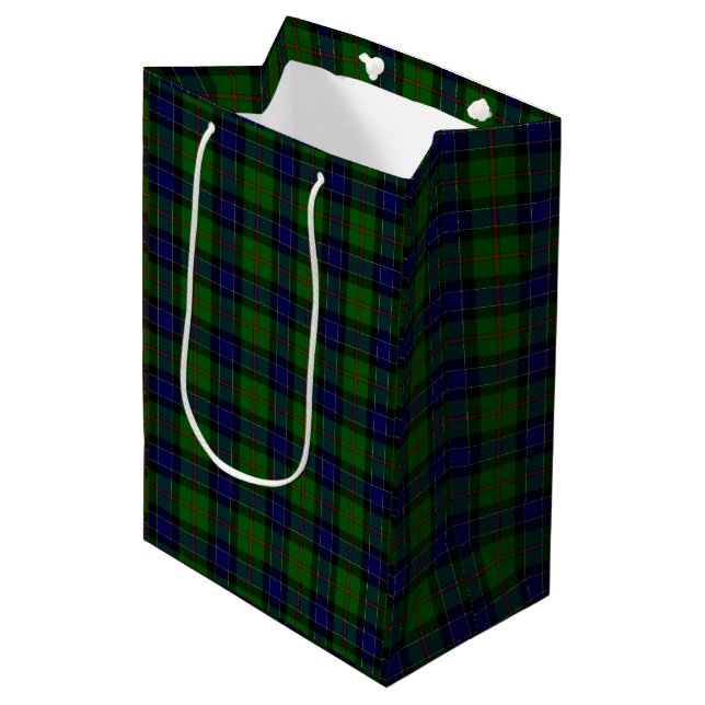 Ogilvie tartan blue green plaid medium gift bag (Front Angled)