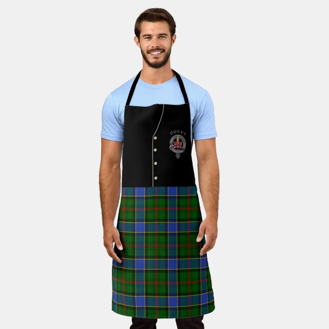 Ogilvy Clan Badge & Tartan Kilt Apron (Worn)