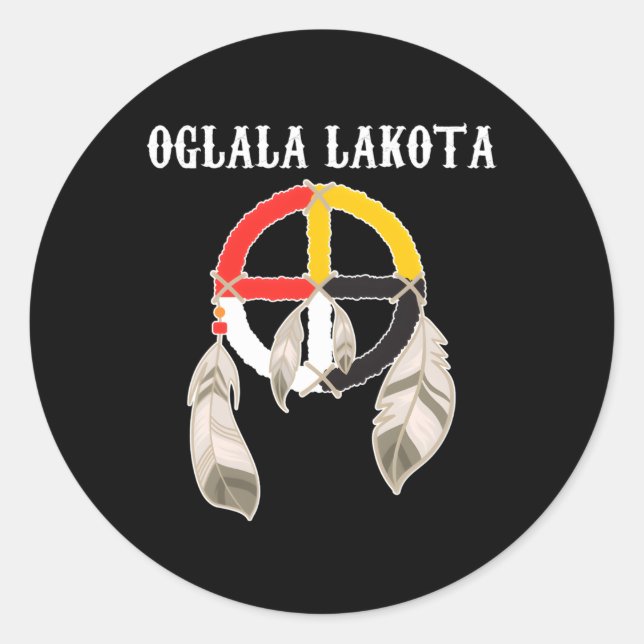 Oglala Lakota Sioux South Dakota Medicine Wheel La Classic Round Sticker (Front)