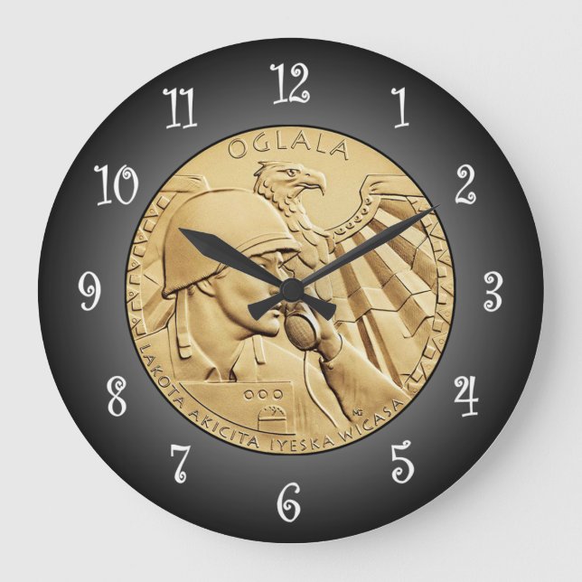 Oglala Sioux  Code Talkers Bronze Medal ~  Large Clock (Front)