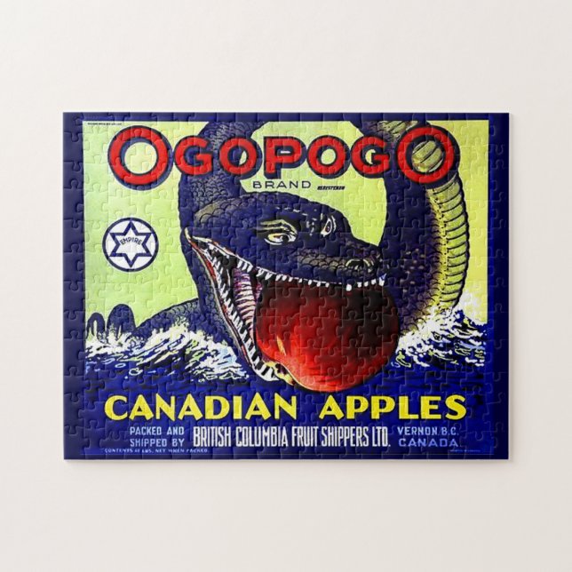 Ogopogo Canadian apples fruit crate label Jigsaw Puzzle (Horizontal)