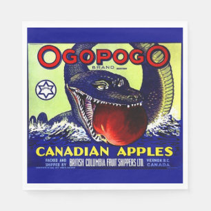 Ogopogo Canadian apples fruit crate label Napkin