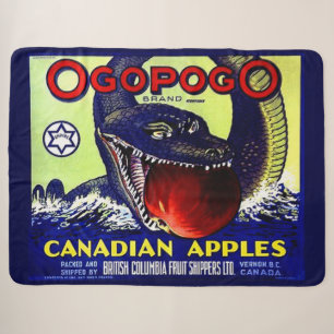 Ogopogo Canadian apples fruit crate label print Sherpa Blanket