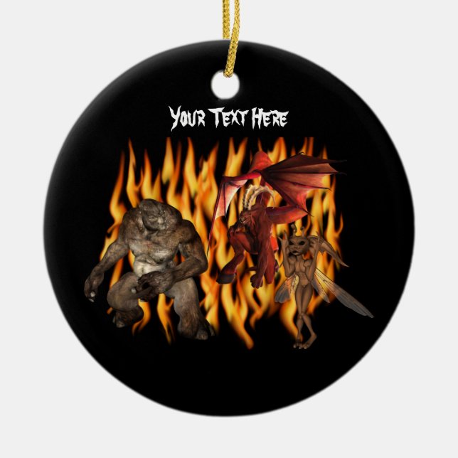 Ogre Demon Goblin Flames Halloween Ornament (Front)