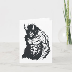 Ogre Oni Yokai Japanese Outline Sticker  Card