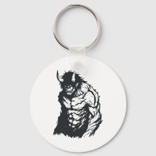 Ogre Oni Yokai Japanese Outline Sticker  Keychain