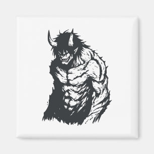 Ogre Oni Yokai Japanese Outline Sticker  Magnet