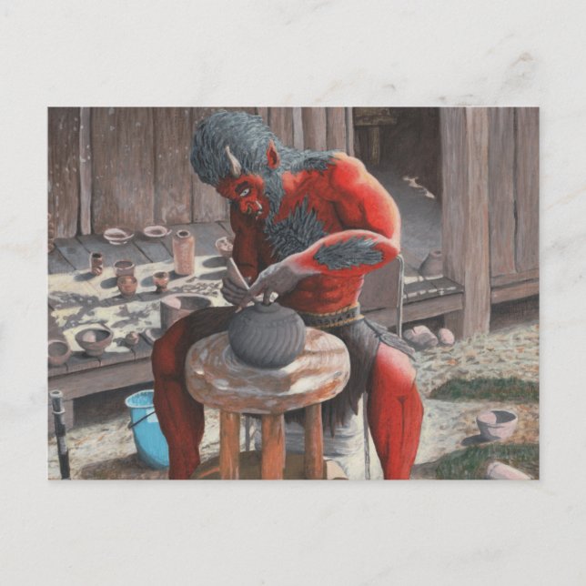 Ogre Potter Making Pottery Fantasy Art Postcard (Front)