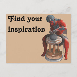 Ogre Spinning Pottery Wheel Fantasy Art Postcard