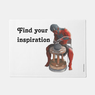 Ogre Using Pottery Wheel Fantasy Art Door Mat