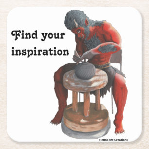 Ogre Using Pottery Wheel Fantasy Paper Coasters