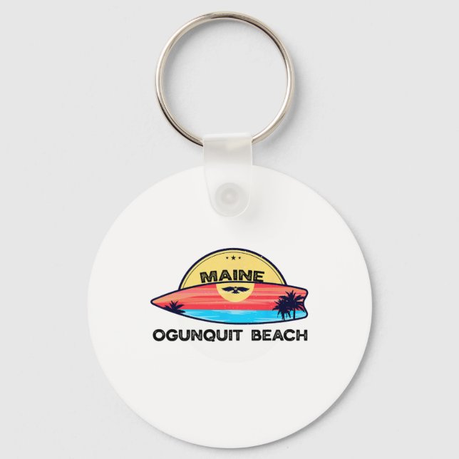 Ogunquit Beach Maine Surfboard Beach Surfing  Keychain (Front)