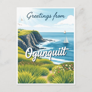 Ogunquit, Maine – Cliff Walk Views vintage Postcard