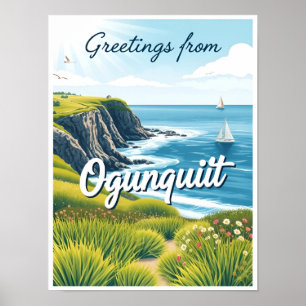 Ogunquit, Maine – Cliff Walk Views vintage Poster