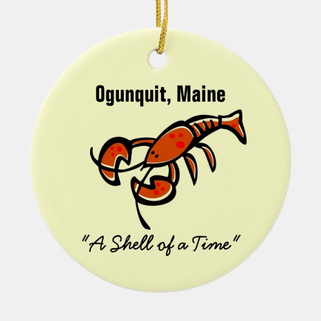 Ogunquit, Maine Lobster Ceramic Ornament (Front)