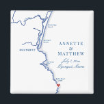 Ogunquit Maine Map Elegant Wedding Favour Magnet<br><div class="desc">These Ogunquit, Maine map wedding favour magnets are perfect to welcome your out of town guests with welcome bag goodies, or customize them for your wedding party. The heart is over Cliff House Maine, but you can move the heart by clicking "Edit Using design tool" under "Personalize". These custom wedding...</div>