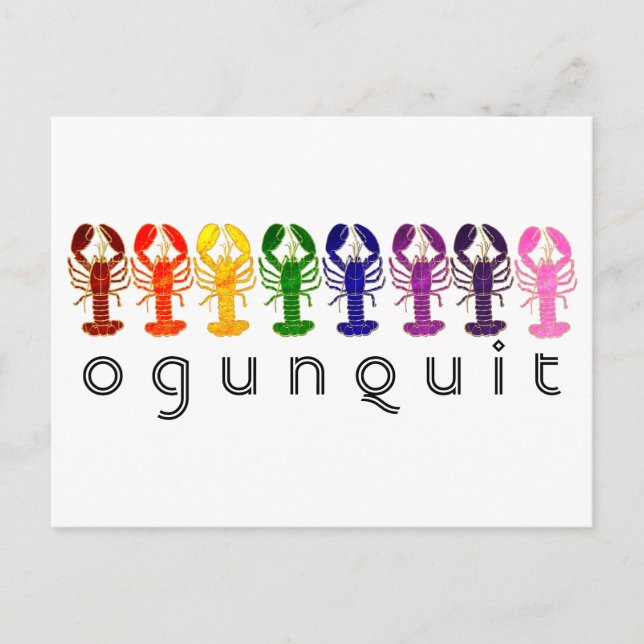 Ogunquit Maine Rainbow Lobsters Postcard (Front)