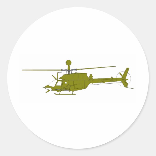 OH-58D Observation Helicopter Classic Round Sticker (Front)