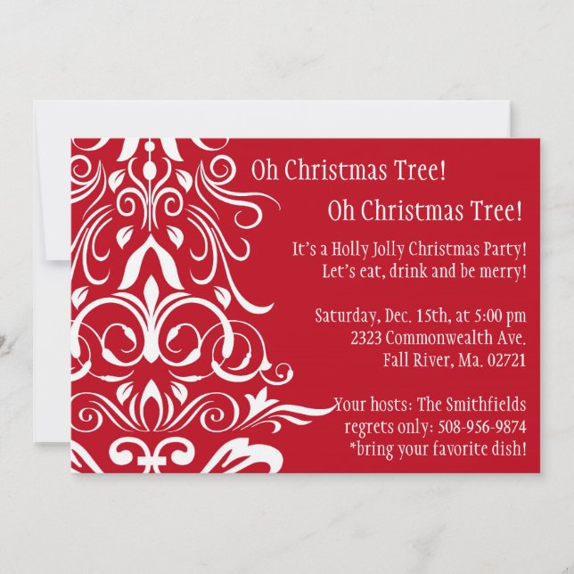 Oh arbre de Noël ! Invitation de fête de vacances (Devant)