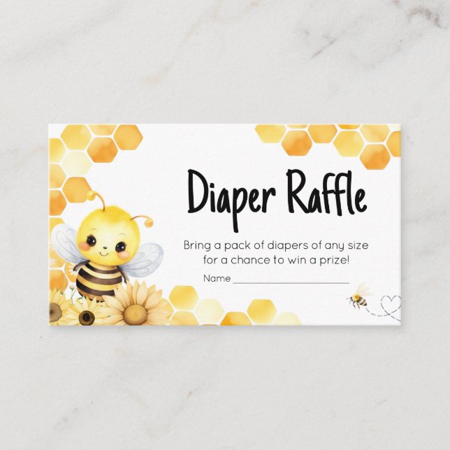 Oh Babee Bee Baby Shower Diaper Raffle Enclosure Card (Front)