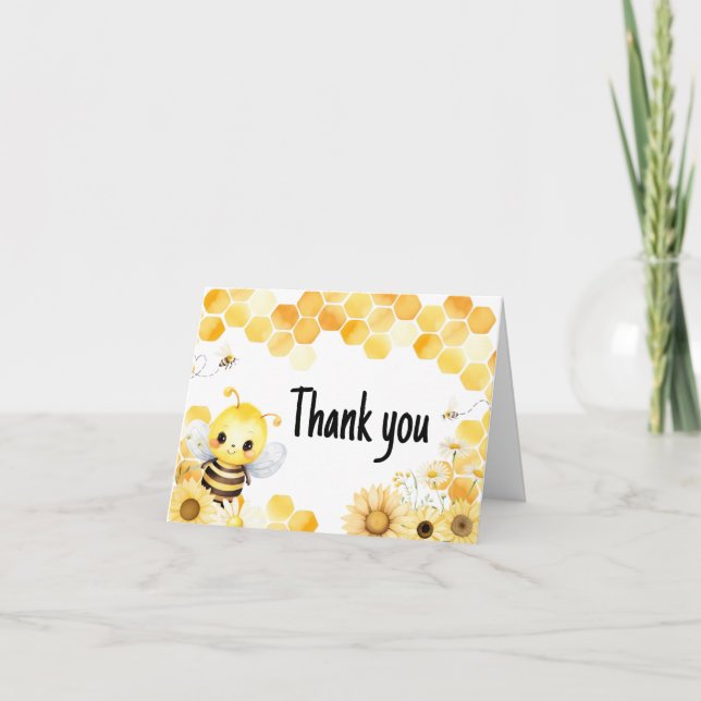 Oh Babee Bee Baby Shower Thank You Card (Front)