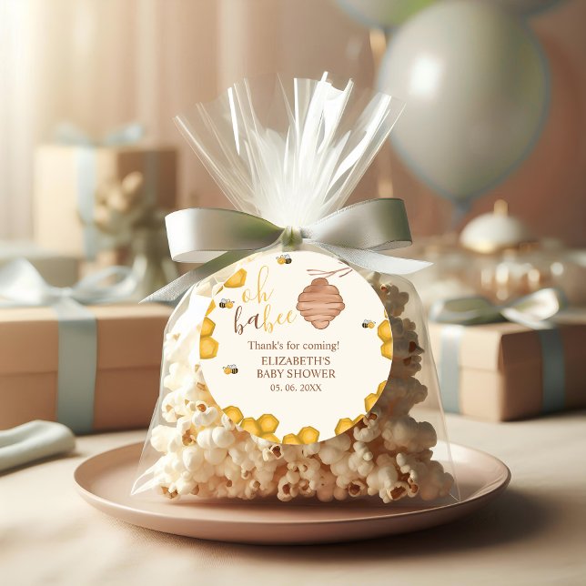Oh Babee, Bee Watercolor Baby shower Classic Round Sticker (Creator Uploaded)