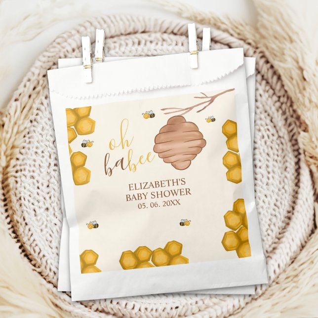 Oh Babee Cute Watercolor Bee Baby shower Favour Bag (Creator Uploaded)
