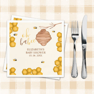 Oh Babee Cute Watercolor Bee Baby shower Napkin