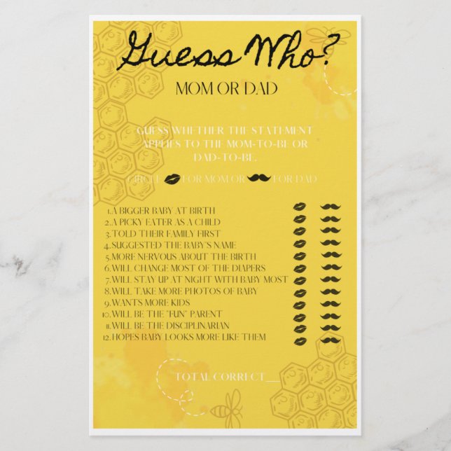 Oh Babee Guess Who Game Flyer (Front)