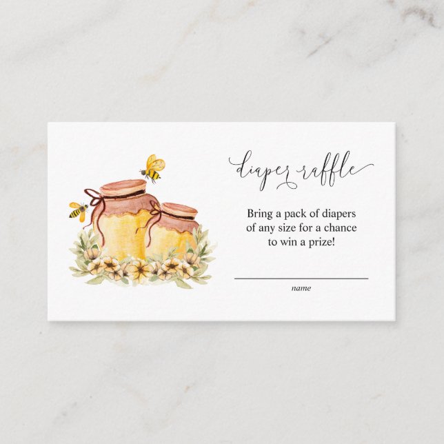 Oh Babee Watercolor Bee Diaper Raffle Cards (Front)