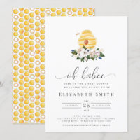 Oh Babee Watercolor Bee Yellow Floral Baby Shower