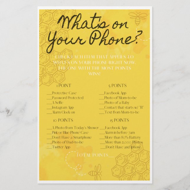 Oh Babee What's On Your Phone Game Flyer (Front)