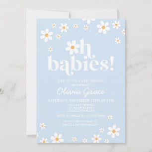 Oh Babies! Daisy pale blue Baby Shower Invitation