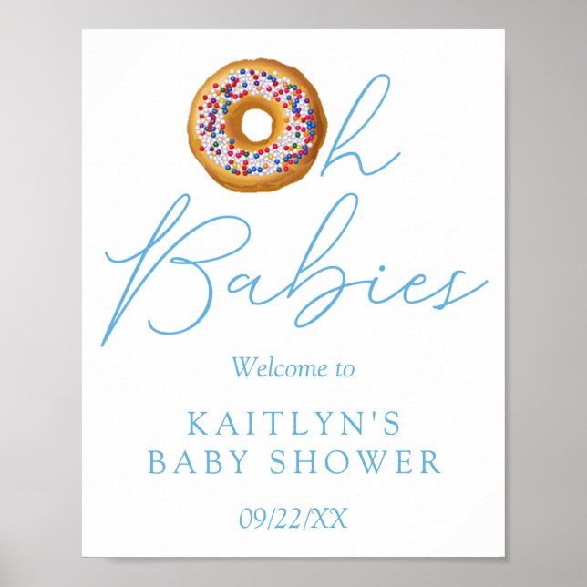 Oh Babies Donut Sprinkle Twin Baby Shower Welcome  Poster (Front)