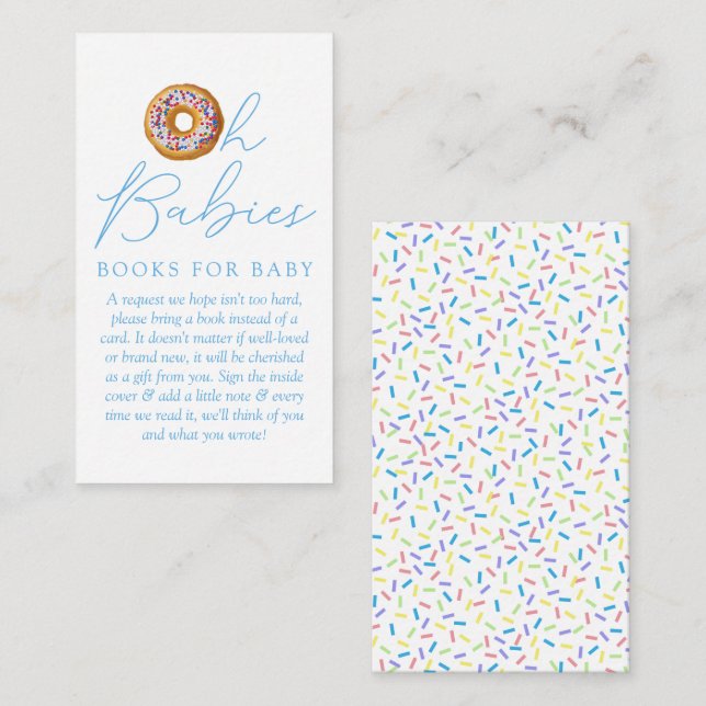 Oh Babies Doughnut Sprinkle Baby Shower Book Reque Enclosure Card (Front/Back)