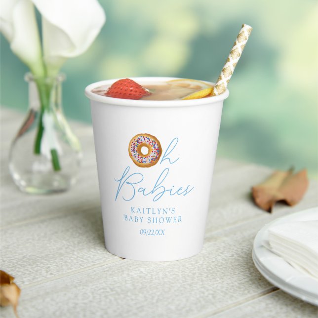 Oh Babies Doughnut Sprinkle Twin Boys Baby Shower Paper Cups (Insitu)