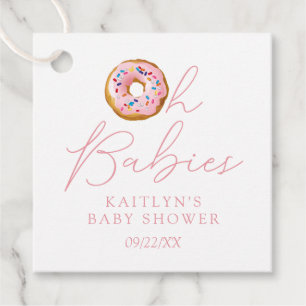Oh Babies Doughnut Sprinkle Twin Girls Baby Shower Favour Tags