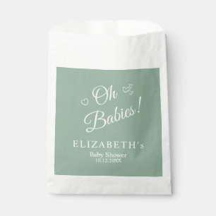 Oh Babies Sage Green Twin Baby Shower Favor Bags